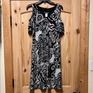 Black and Grey Sheath Dress with Cold Shoulder Small NWOT